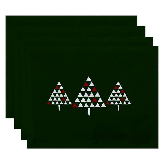 Simply Daisy 18" x 14" Trio of Trees Geometric Print Placemats, Set of 4