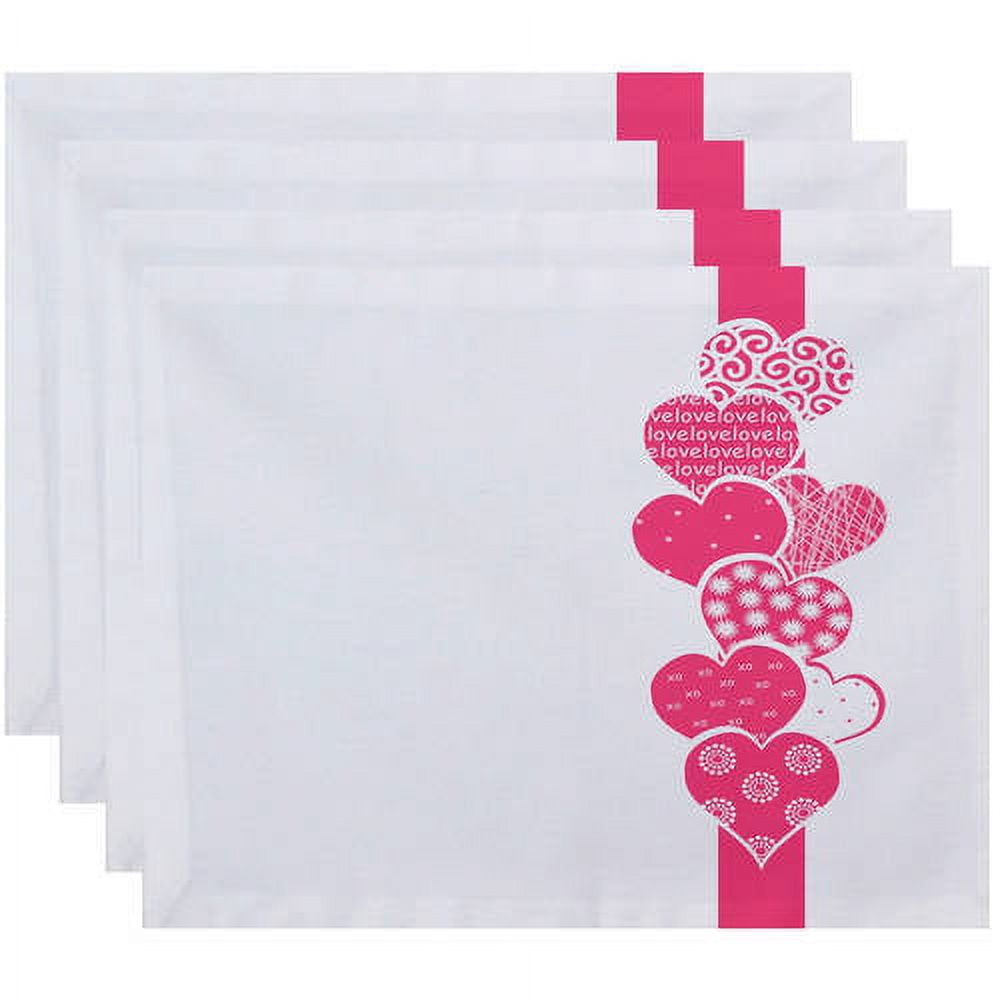 Simply Daisy 18" x 14" Valentine Print Placemats, Set of 4