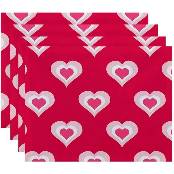 Simply Daisy 18" x 14" Valentine Print Placemats, Set of 4