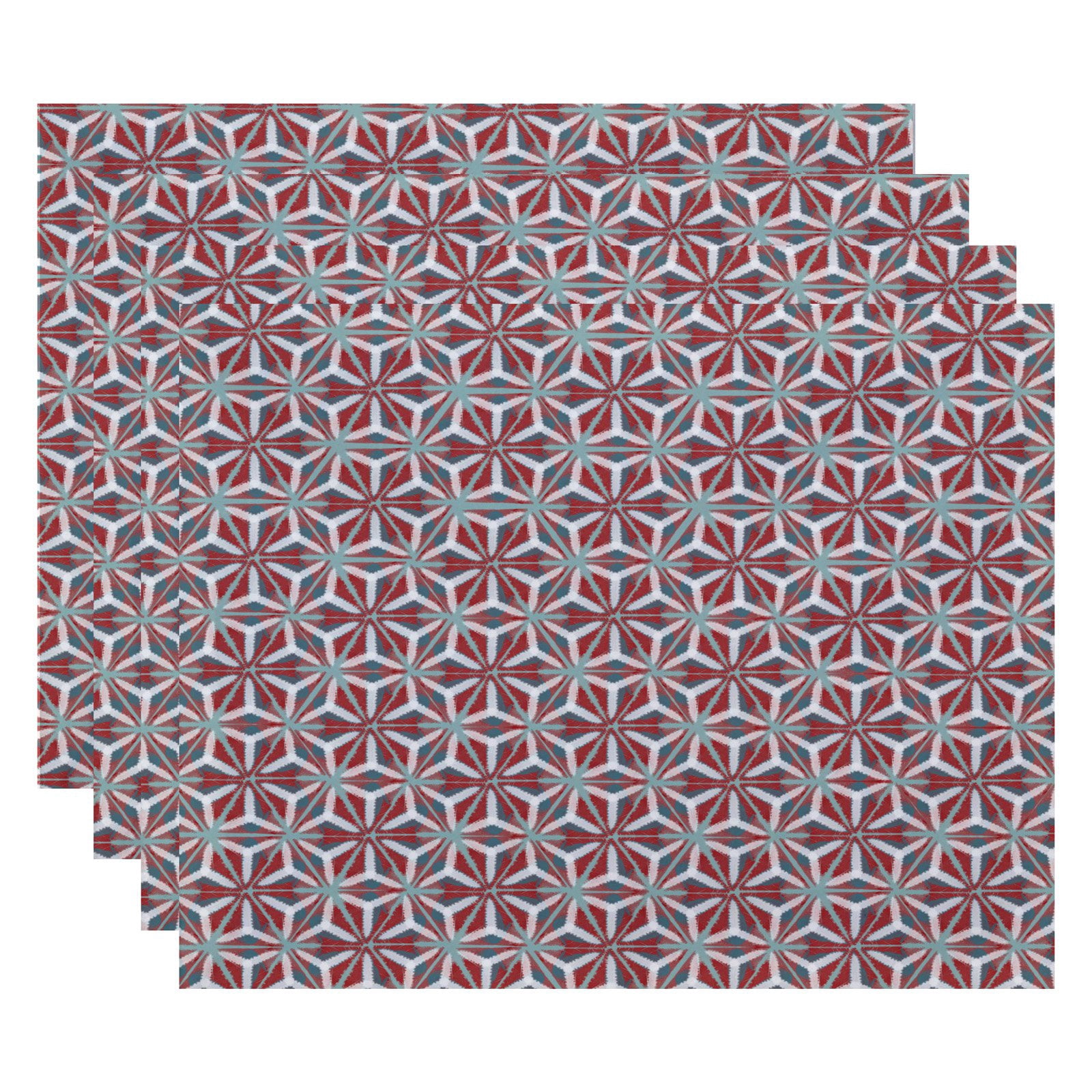 Simply Daisy 18" x 14" Water Mosaic Geometric Print Placemat, Set of 4
