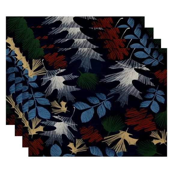 Simply Daisy 18" x 14" Watercolor Leaves Floral Print Placemats, Set of 4