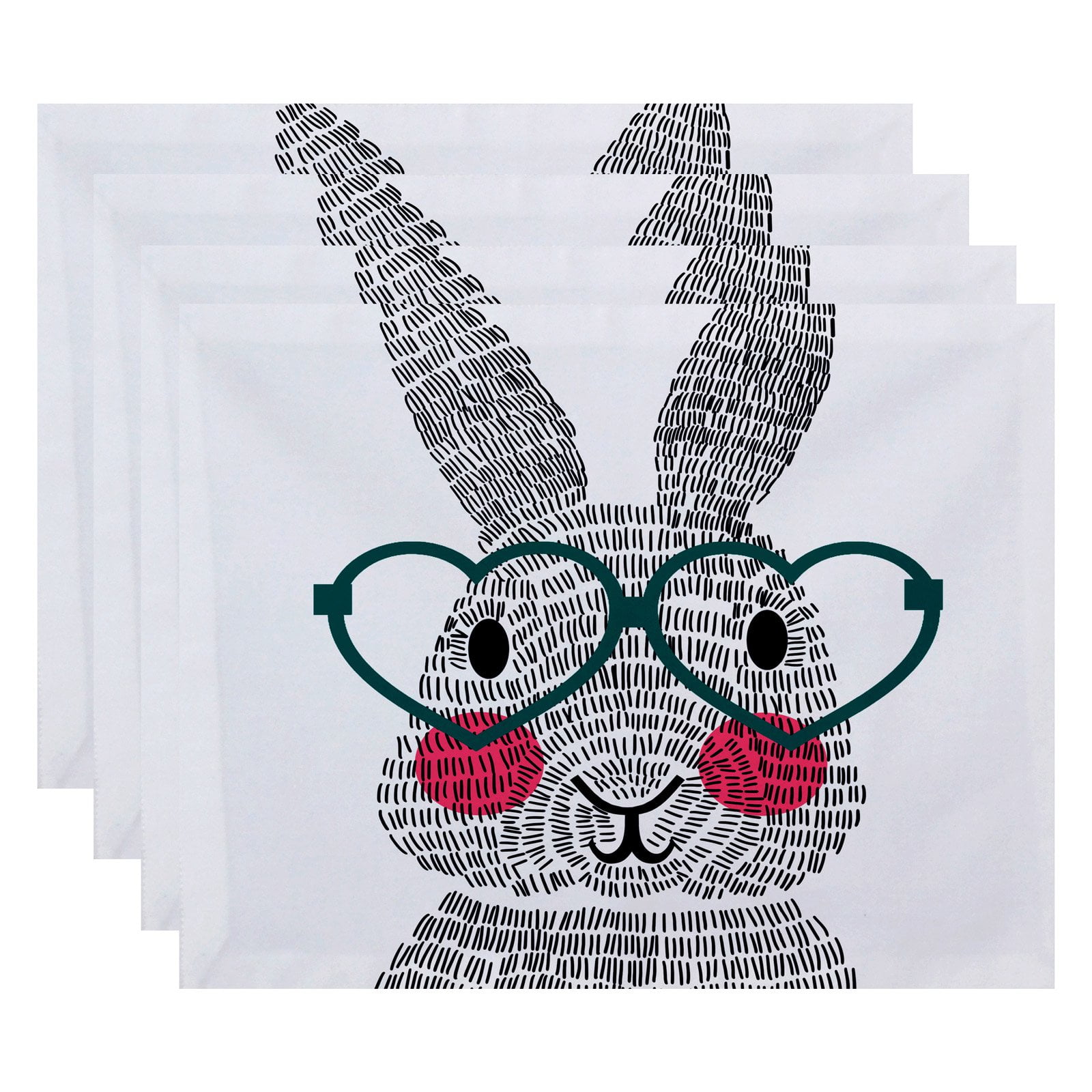 Simply Daisy 18" x 14" What's Up Bunny Easter Animal Print Placemat, Set of 4
