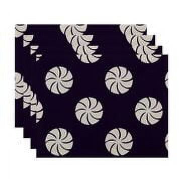 Simply Daisy 18" x 14" Whirl of the Season Holiday Geometric Print Placemats, Set of 4
