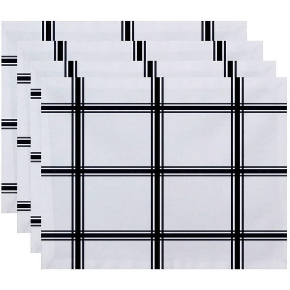 Simply Daisy 18" x 14" Windowpane Plaid Geometric Print Placemats, Set of 4