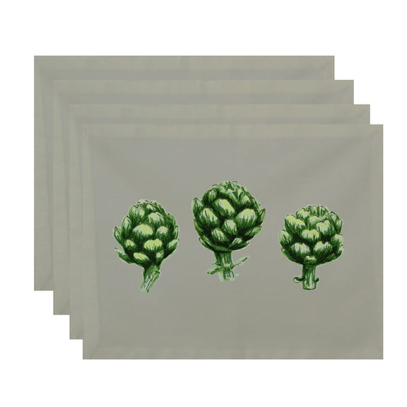 Simply Daisy, 18 x 14 inch, Artichoke Placemat (set of 4), Light Gray-Green