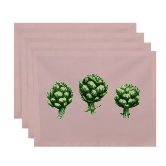 Simply Daisy, 18 x 14 inch, Artichoke Placemat (set of 4), Pale Pink