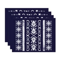 Simply Daisy, 18 x 14 inch, Cuban Tile 2, Geometric Print Placemat (Set of 4), Navy Blue