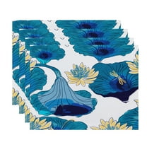 Simply Daisy, 18 x 14 inch, Lotokoi, Floral Print Placemat (Set of 4), Teal