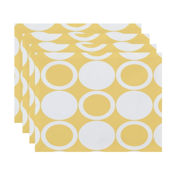 Simply Daisy, 18 x 14 inch, ModCircles, Geometric Print Placemat (Set of 4), Yellow