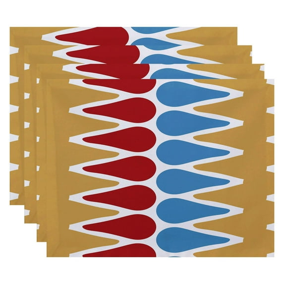 Simply Daisy, 18 x 14-inch, Multi Colored Picks, Geometric Print Placemat, Gold (Set of 4)