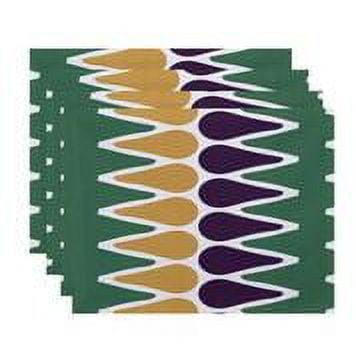 Simply Daisy, 18 x 14-inch, Multi Colored Picks, Geometric Print Placemat, Navy Blue (Set of 4)