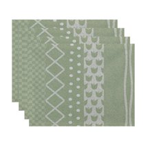 Simply Daisy, 18 x 14 inch, Pattern Stripe Placemat (set of 4), Green
