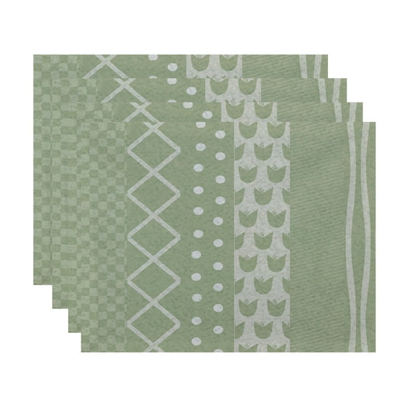 Simply Daisy, 18 x 14 inch, Pattern Stripe Placemat (set of 4), Green