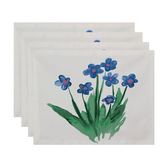 Simply Daisy, 18 x 14 inch, Pretty Little Flower Placemat (set of 4), Light Blue