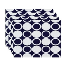 Simply Daisy, 18 x 14 inch, Small Modcircles, Geometric Print Placemat (Set of 4), Navy Blue
