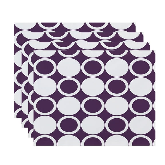 Simply Daisy, 18 x 14 inch, Small Modcircles, Geometric Print Placemat (Set of 4), Purple