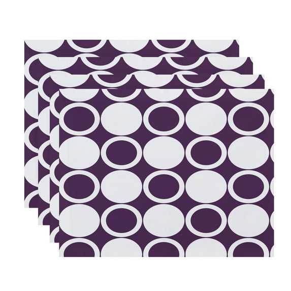 Simply Daisy, 18 x 14 inch, Small Modcircles, Geometric Print Placemat (Set of 4), Purple