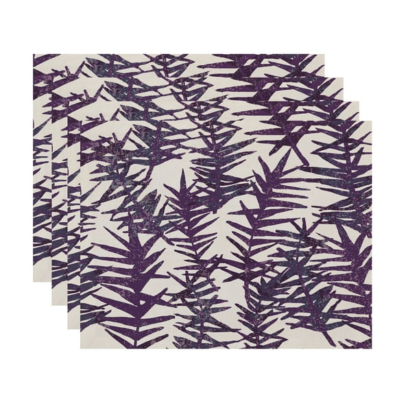 Simply Daisy, 18 x 14 inch, Spikey, Floral Print Placemat (Set of 4), Purple