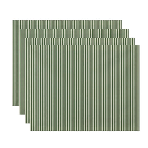 Simply Daisy, 18 x 14 inch, Ticking Stripe Placemat (set of 4), Green