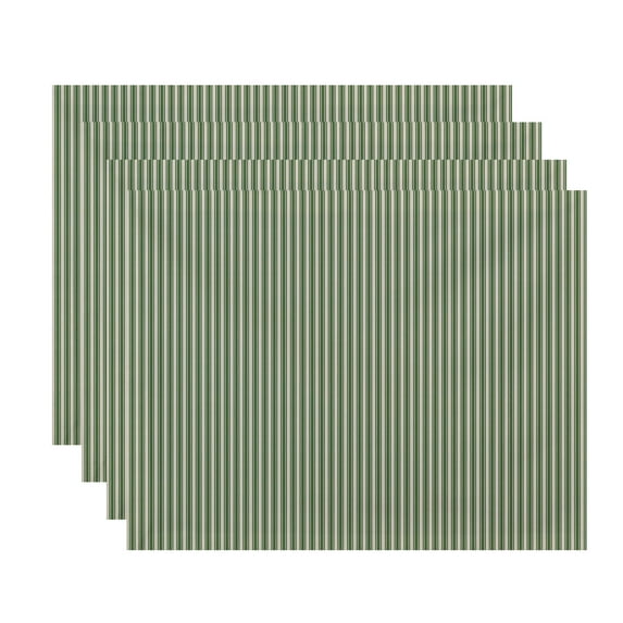 Simply Daisy, 18 x 14 inch, Ticking Stripe Placemat (set of 4), Green