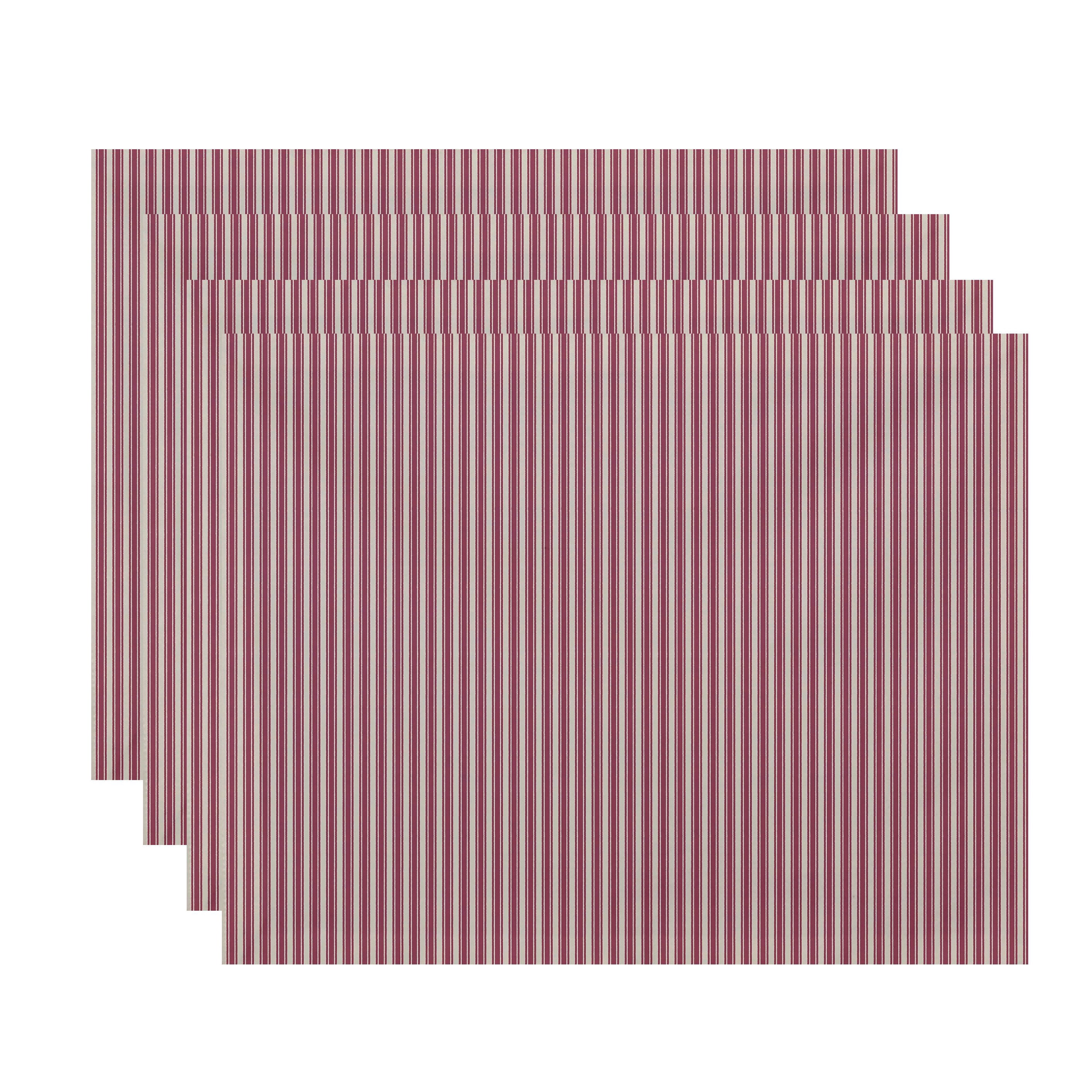 Simply Daisy, 18 x 14 inch, Ticking Stripe Placemat (set of 4), Purple