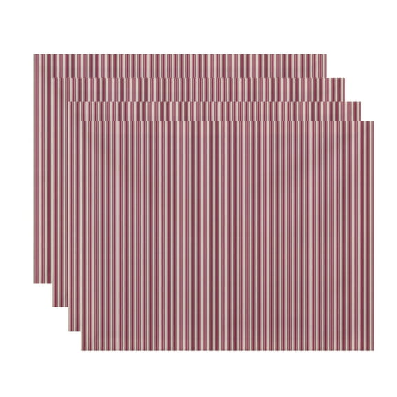 Simply Daisy, 18 x 14 inch, Ticking Stripe Placemat (set of 4), Purple
