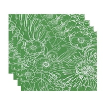 Simply Daisy, 18 x 14 inch, Zentangle 4, Floral Print Placemat (Set of 4), Green