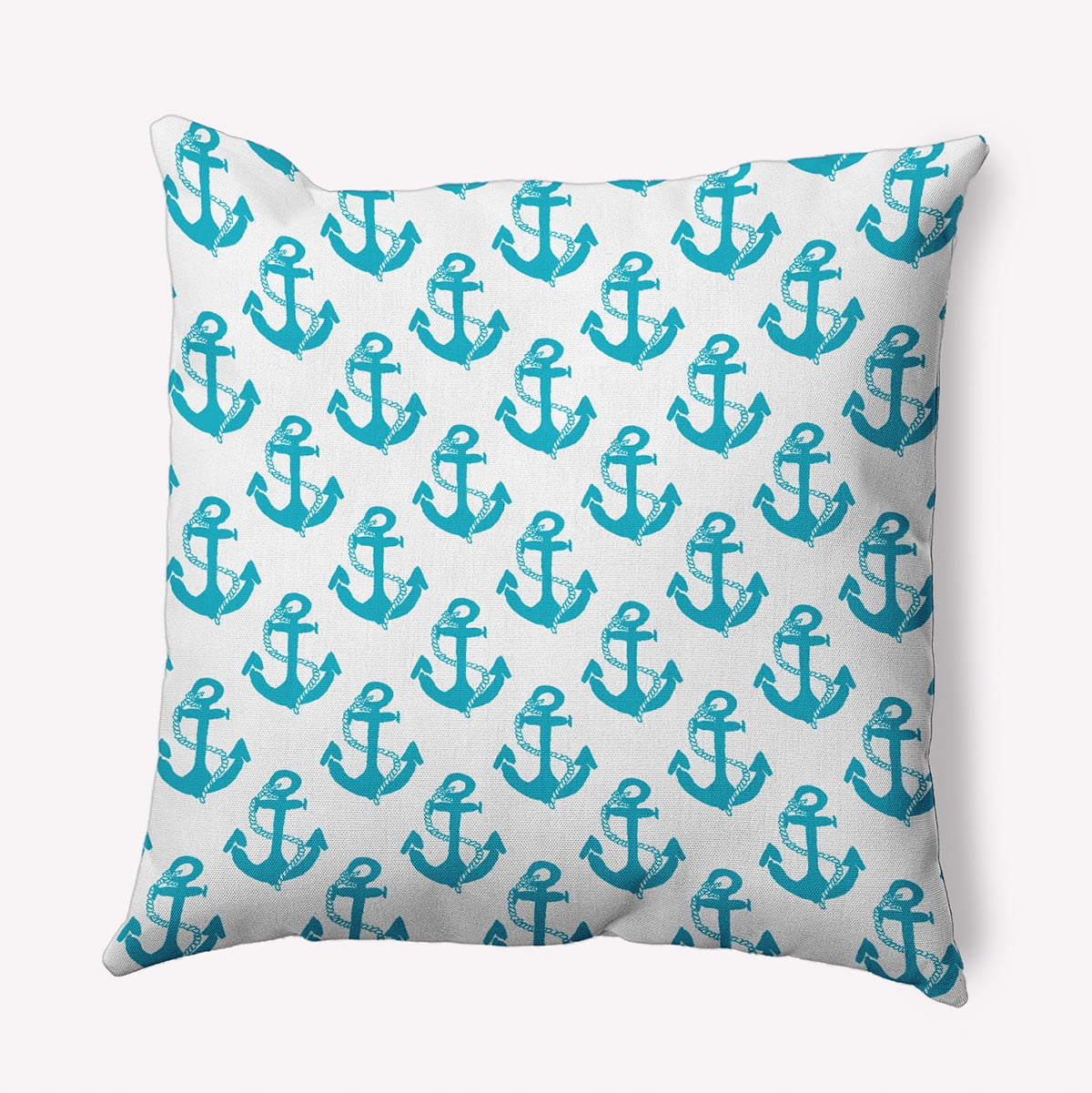 Simply Daisy 18" x 18" Anchor Pattern Indoor/Outdoor Throw Pillow, Carribbean Turquoise (1 count)