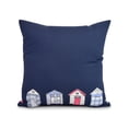 thumbnail image 1 of Simply Daisy, 18" x 18" Beach Huts, Geometric Print Outdoor Pillow, Navy, 1 of 2
