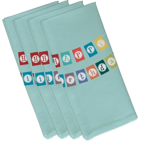 Simply Daisy 18" x 18" Blue Happy Birthday Napkins, Set of 4
