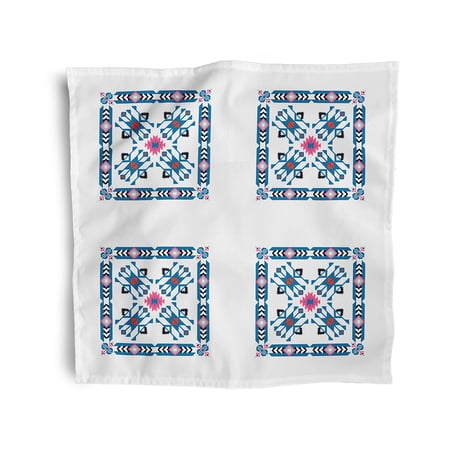 Simply Daisy 18" x 18" Blue Jodhpur Border Napkins, Set of 4