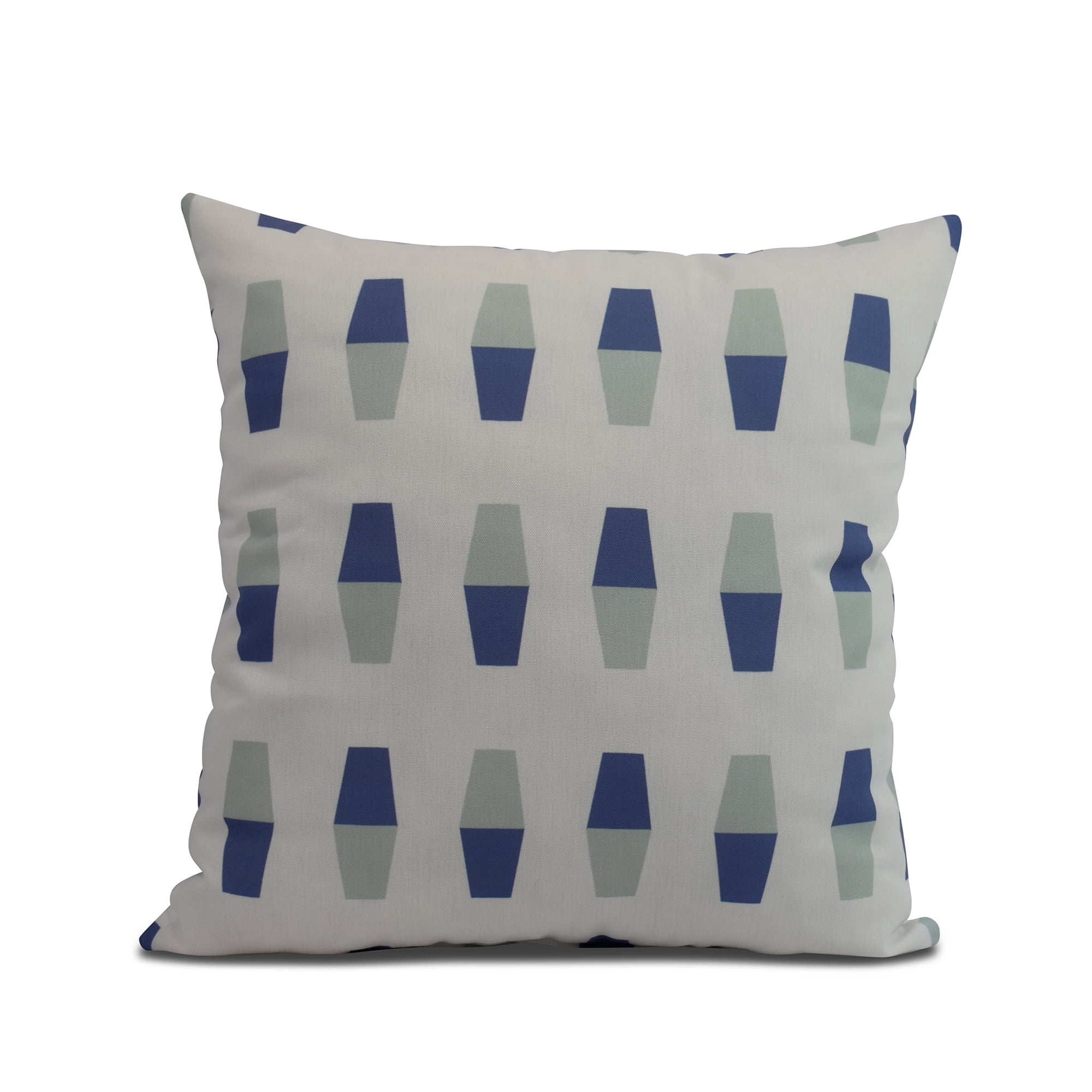 Simply Daisy, 18" x 18" Bowling Pins, Geometric Print Outdoor Pillow, Blue