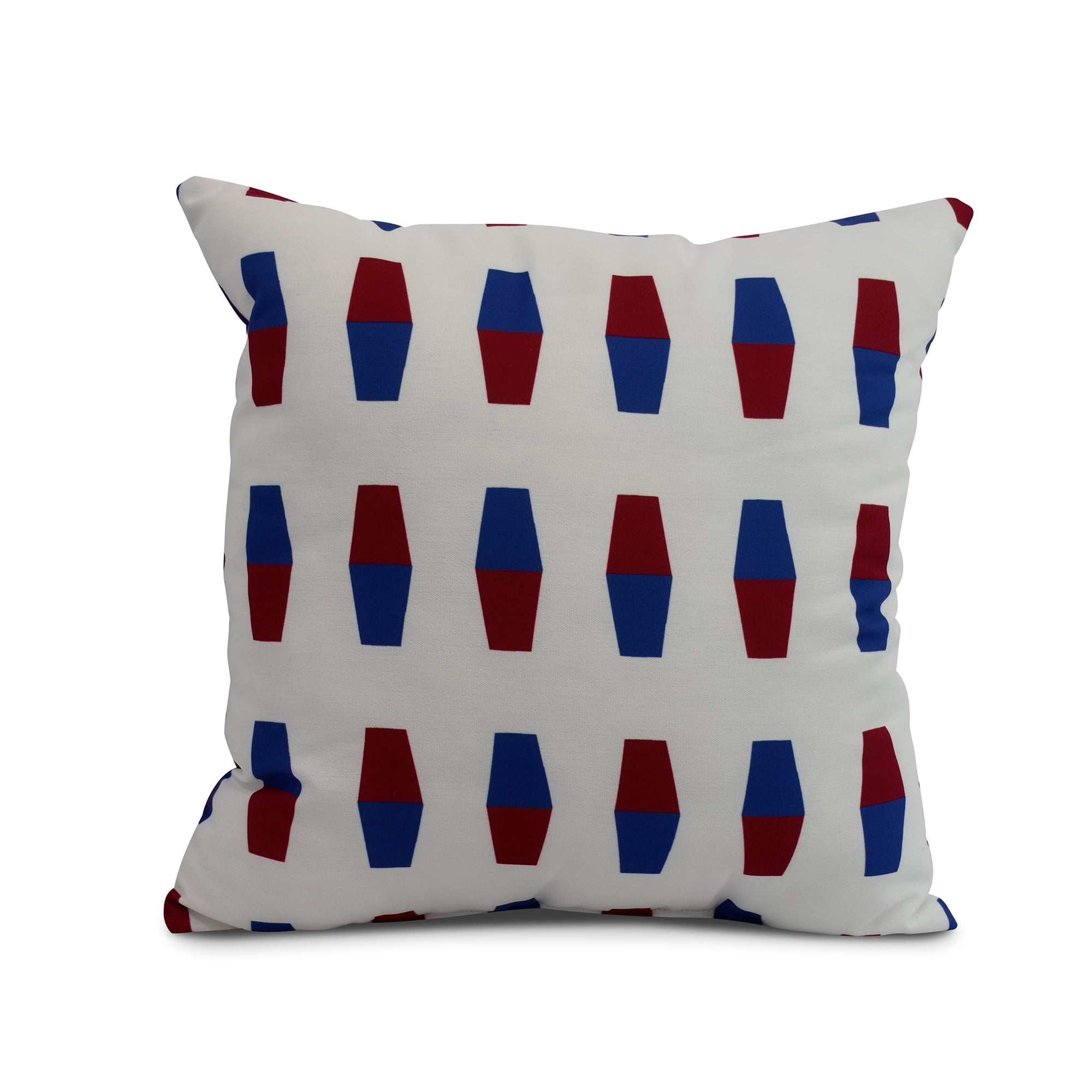 Simply Daisy, 18" x 18" Bowling Pins, Geometric Print Outdoor Pillow, Red