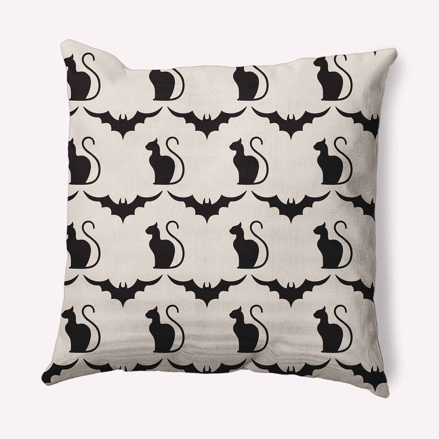 Simply Daisy 18" x 18" Cats and Bats Decorative Throw Pillow, Cream