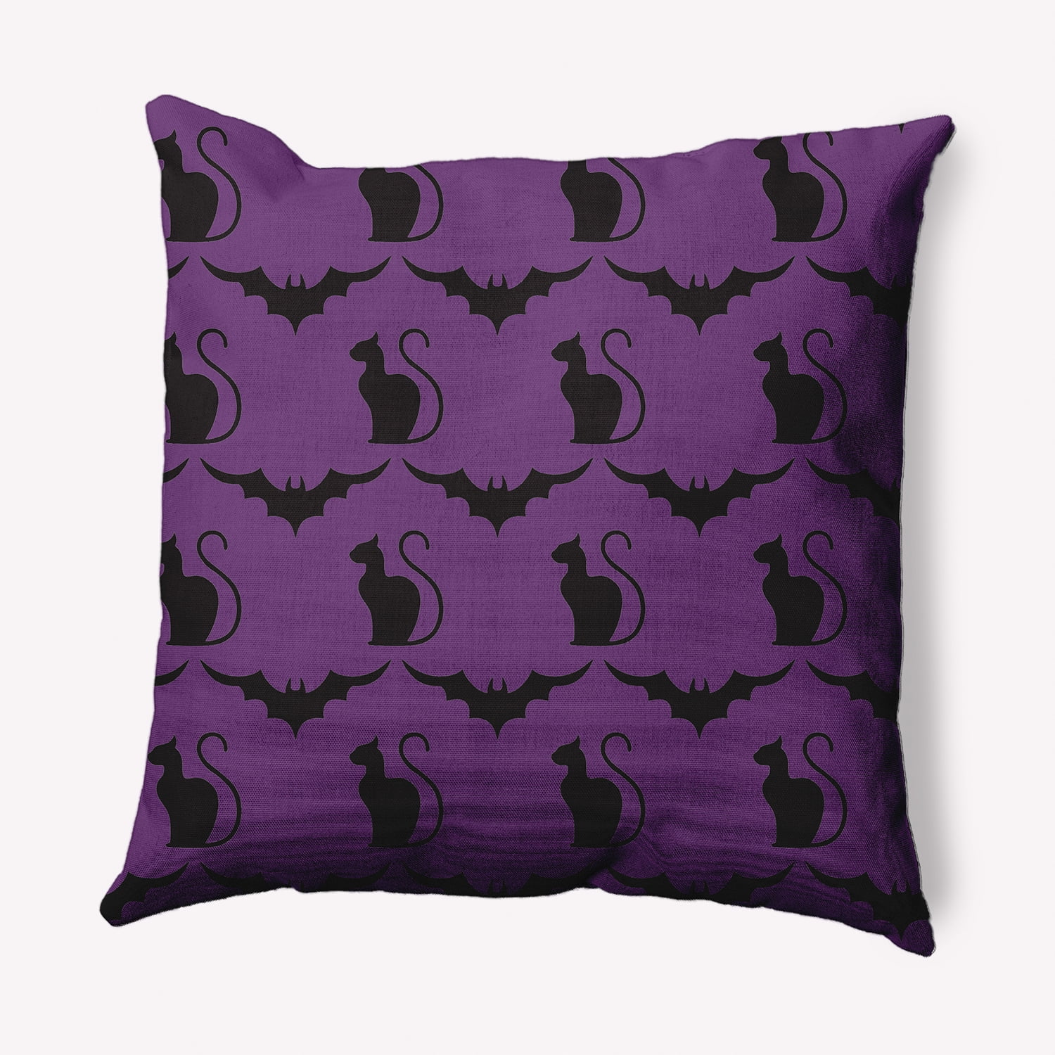 Simply Daisy 18" x 18" Cats and Bats Indoor/Outdoor Polyester Throw Pillow, Amethyst