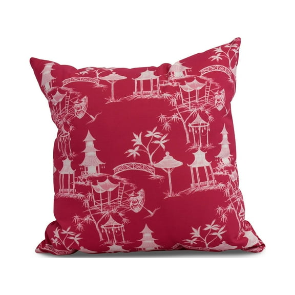 Simply Daisy, 18" x 18" Chinapezka , Floral Print Outdoor Pillow, Pink/Fushcia