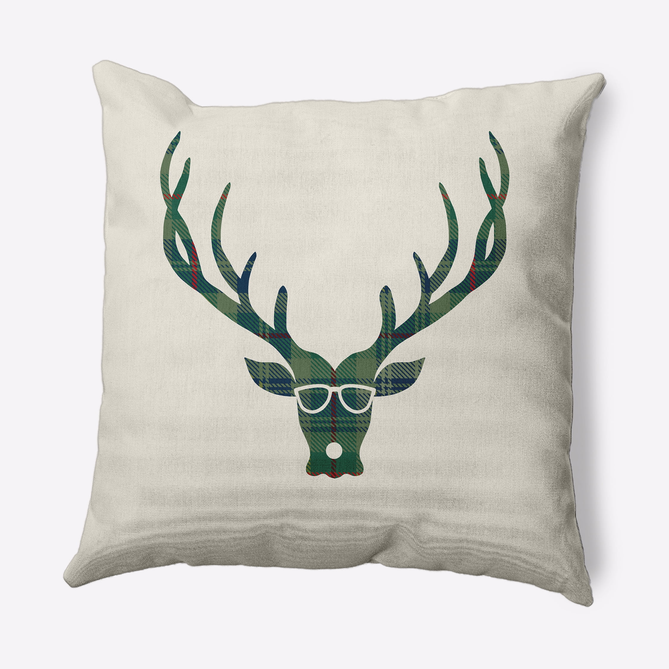 Simply Daisy 18" x 18" Cool Dude Holiday Reindeer Outdoor Throw Pillow
