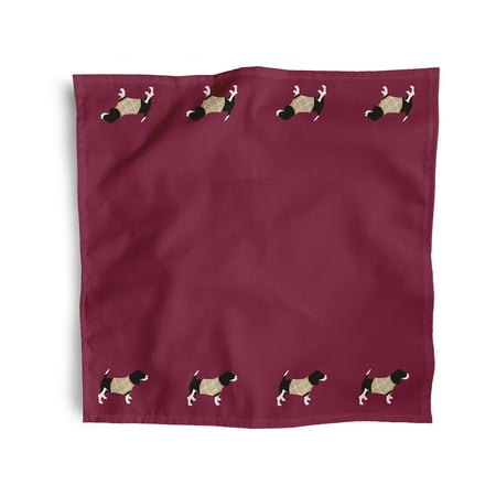 Simply Daisy 18" x 18" Cranberry Warmest Wishes Doggie Napkins, Set of 4