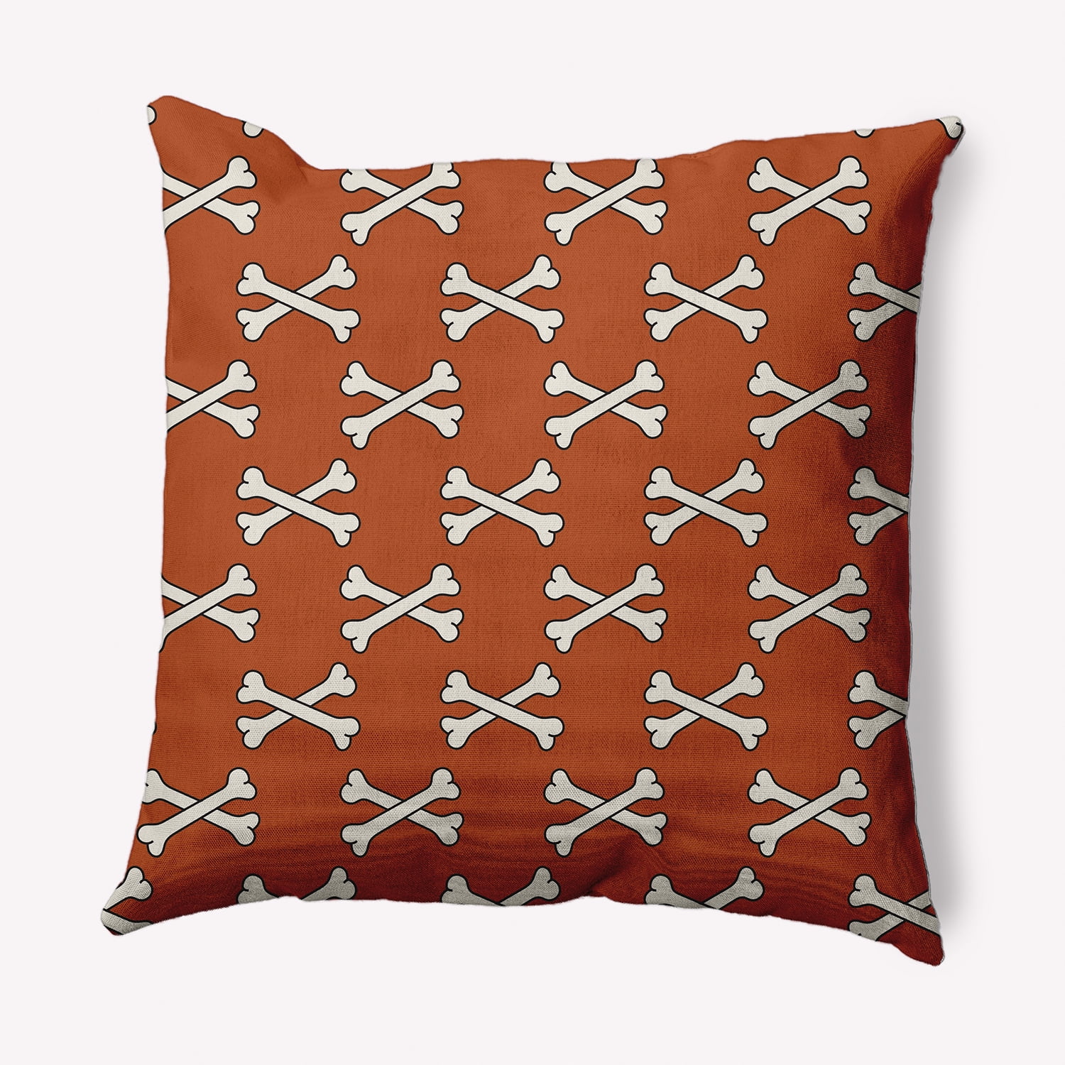 Simply Daisy 18" x 18" Cross Bones Indoor/Outdoor Polyester Throw Pillow, Sienna