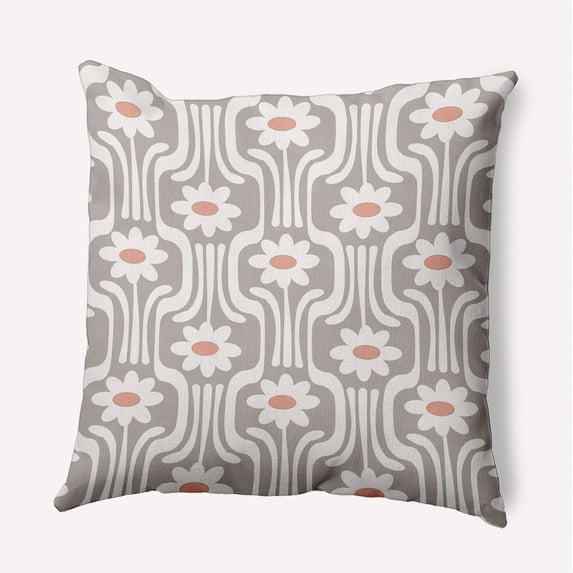 Simply Daisy 18" x 18" Daisys and Squiggles Decorative Throw Pillow, Greige (1 count)
