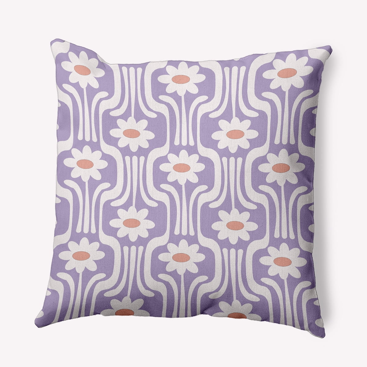 Simply Daisy 18" x 18" Daisys and Squiggles Indoor/Outdoor Throw Pillow, Lilac (1 count)