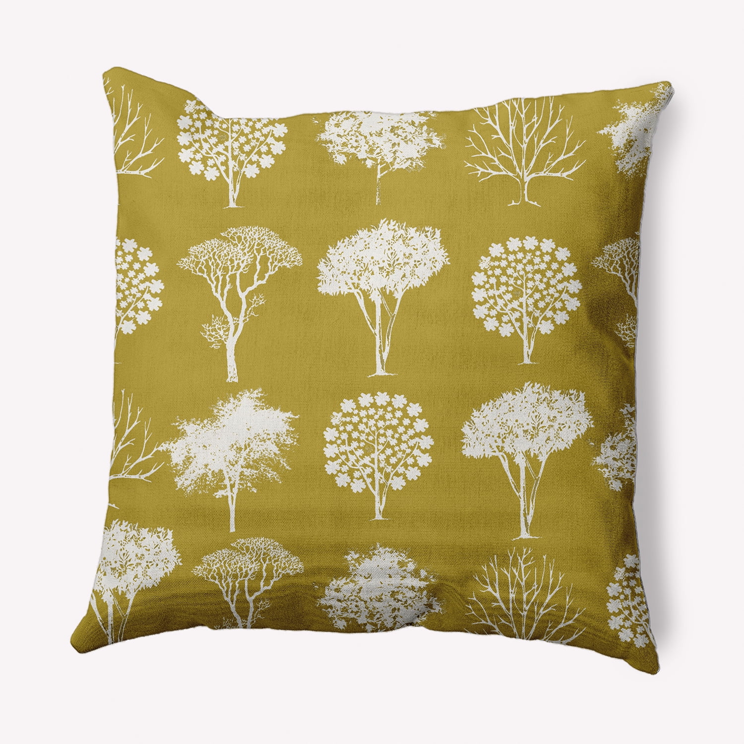Simply Daisy 18" x 18" Field of Trees Indoor/Outdoor Polyester Throw Pillow, Muted Gold