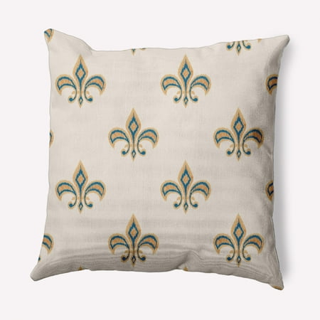 Simply Daisy 18" x 18" Fleur de Lis Indoor/Outdoor Polyester Throw Pillow, Autumn Blue