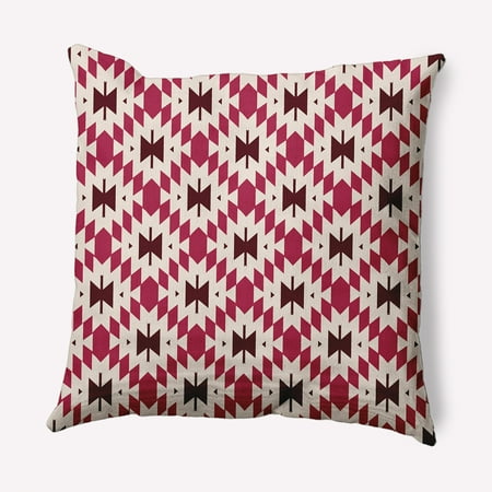 Simply Daisy 18" x 18" Geo Craze Indoor/Outdoor Polyester Throw Pillow, Cranberry