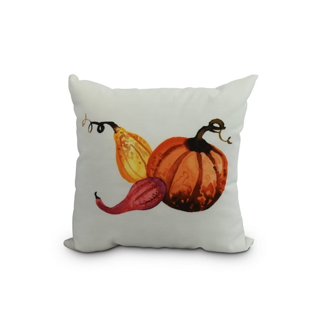 Simply Daisy, 18" x 18"Gourd Pile Cream Fall Print Outdoor Decorative Throw Pillow