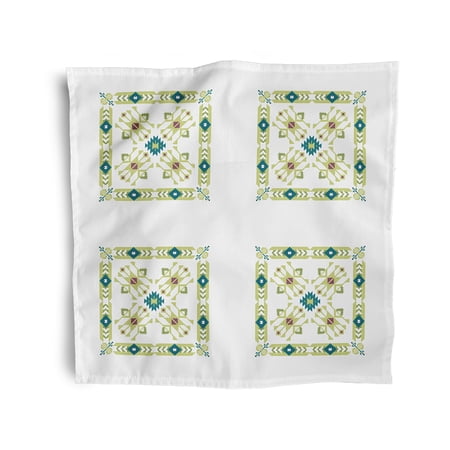Simply Daisy 18" x 18" Green Jodhpur Border Napkins, Set of 4