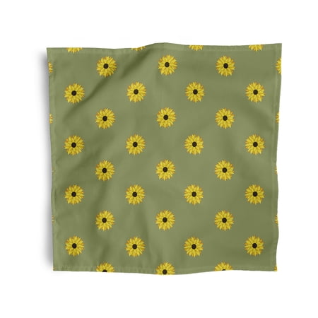 Simply Daisy 18" x 18" Green Sunflower Frenzy Napkins, Set of 4