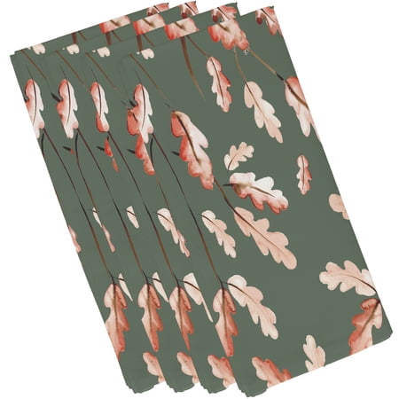 Simply Daisy 18" x 18" Green Wild Oak Leaves Napkins, Set of 4