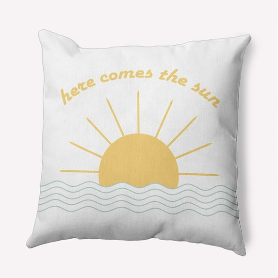Simply Daisy 18" x 18" Here Comes The Sun Indoor/Outdoor Throw Pillow, Aqua (1 count)