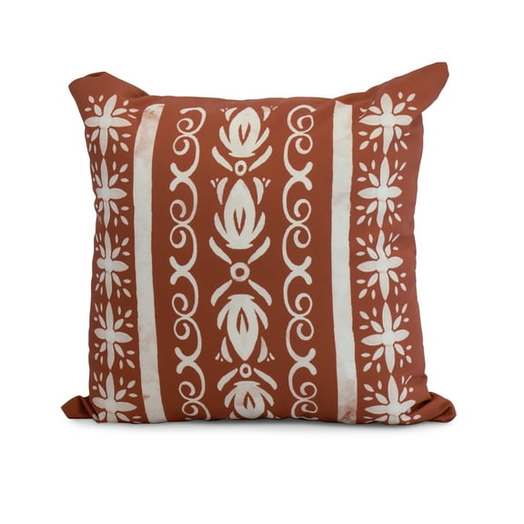 Simply Daisy, 18 x 18 Inch, Cuban Tile 2, Geometric Print Pillow, Red Orange